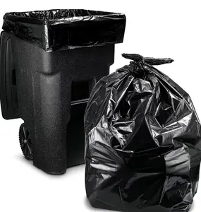 Kustom plastik PE 13 30 55 galon kontraktor kantong sampah besar dapat Liner hitam memutar dasi tugas berat kantong sampah