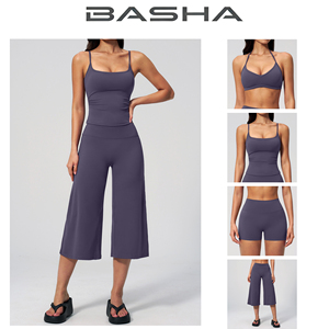 BASHAsports 新款瑜伽背心高腰速干七分裤聚酰胺纤维跑步户外瑜伽套装女式 - Product Image 2