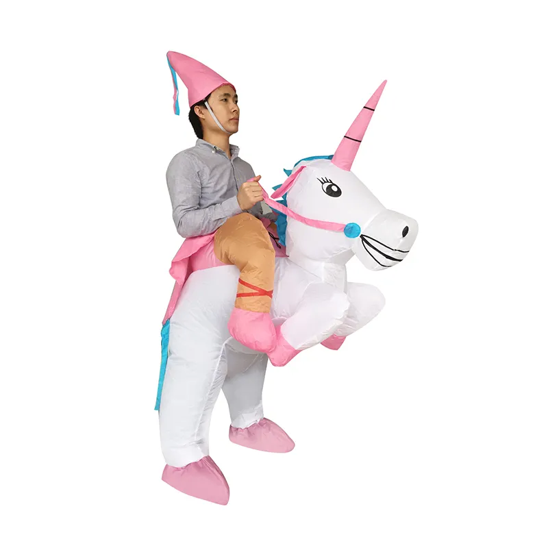 Disfraz de unicornio inflable para niños y adultos, chaqueta de cartón rosa y blanca, abrigos, trajes de baile de Salsa, venta al por mayor, barato, 300