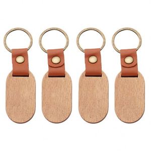 Porte-clés en bois rectangulaire vierge personnalisable pour gravure, en bois naturel non fini, cadeau - Product Image 2