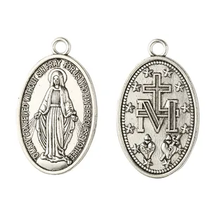 Médaille religieuse pour homme et femme, pièce en acier inoxydable, pendentif chrétien, charme, <span class=keywords><strong>couronne</strong></span> <span class=keywords><strong>de</strong></span> coquille <span class=keywords><strong>de</strong></span> <span class=keywords><strong>Marie</strong></span>, récompense en métal pour les religieux - Product Image 2
