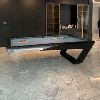 Table de billard Table de billard intérieure de 8 pieds de type standard avec pieds en bois noir et pieds en acrylique en verre transparent