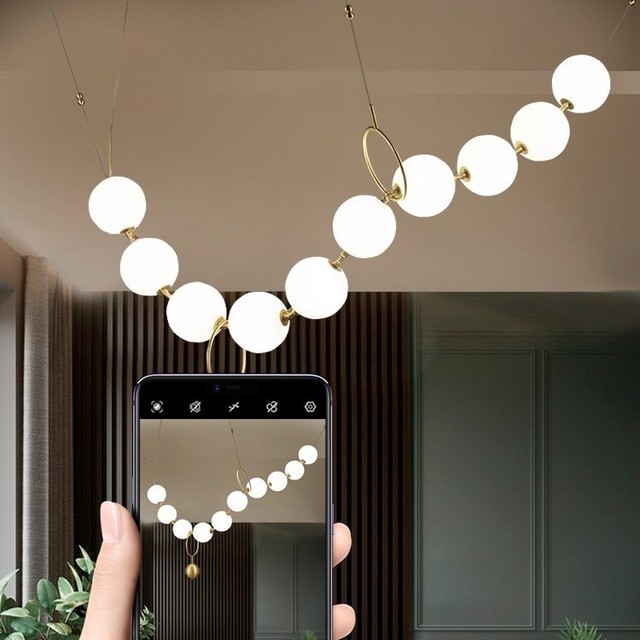 Nordic Circular Ring Shape Hanging Lamp Led Luxury Living Room Bedroom Art Design Glass Ball Pendant Light