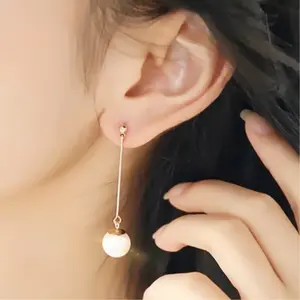 Joyería de moda, luz francesa, borla de perlas de imitación de alto grado, pendientes largos simples dulces pequeños de diseño Popular