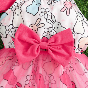 Ensemble de vêtements d'été deux pièces pour bébés filles, style actif, design élégant et décontracté, manches bouffantes, broderie, motif lapin imprimé - Product Image 5