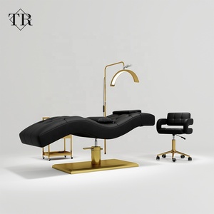 Cama de Lujo para Pestañas <span class=keywords><strong>Turri</strong></span> Lifting, Cama de Extensión Personalizada para Salón de Pestañas, Mesa de Masaje, Cama Facial Curva Plegable Beige para Tratamientos de Belleza - Product Image 1