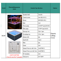 Jacuzzi de Lujo Independiente para Exteriores con Techo LED Automático, Bañera de Hidromasaje para Proyectos de Hoteles y Villas