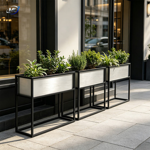 Jardinières modernes en aluminium ML, pots de fleurs carrés minimalistes pour l'extérieur avec finition thermolaquée pour la verdure des centres commerciaux - Product Image 1