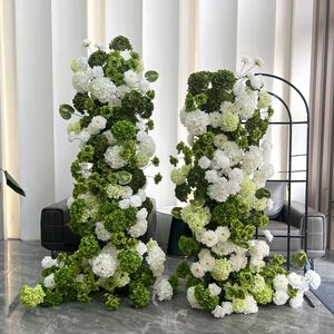 Rangée de fleurs artificielles rose, cerisier, hortensia pour toile de fond de mariage, décoration de scène et ornement de sol - Product Image 6