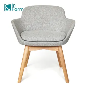 Nordic Moderne Massief Essenhouten Poten Mal Schuim Gast Vrijetijdsstoel Kantoor Receptie Wachtruimte Bezoeker Fauteuil Grijs Ontwerp Stoel