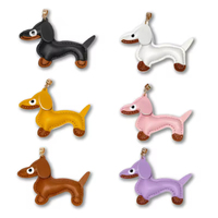 Porte-clés Mini Chien Saucisse en Cuir PU, Pendentif Animal de Dessin Animé avec Petite Boucle Ronde, Pendentif de Sac Chiot, Pendentif de Voiture Premium