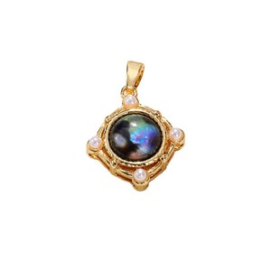 Pendentifs en coquille d'ormeau naturelle HD890, coquille blanche, pierre œil <span class=keywords><strong>de</strong></span> chat, perle, étoile, lune, papillon, lettre H pour la fabrication <span class=keywords><strong>de</strong></span> bijoux DIY - Product Image 2