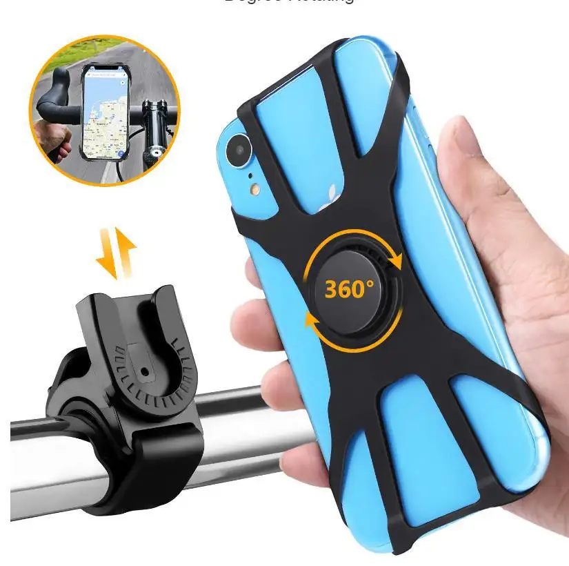 Bike Phone Mount Universal Silicone Handlebar Cradle Detachable 360 Degree Rotation Motorcycle Phone Holder for iphone