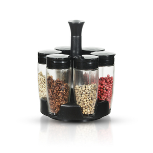 Countertop đen 360 quay xoay xoay gia vị container gia vị Jar gia vị chai lưu trữ tổ chức giá với nhãn - Product Image 1