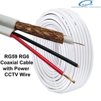 Cable Coaxial RG6 RG59 para Satélite y CATV, Cable Coaxial RG6 con Alimentación para Sistemas de Comunicación y CCTV, Rollo de 100m/305m en Caja