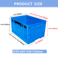 Grande caisse en plastique pliable réutilisable 400*300*230mm, caisse à fruits pliable pour le transport en supermarché