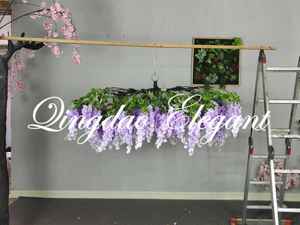 EG-WD72 Décoration de <span class=keywords><strong>salle</strong></span>, fleurs artificielles en soie blanche, glycine, décoration de mariage, fleurs suspendues au plafond pour <span class=keywords><strong>salle</strong></span> de réception de mariage - Product Image 6