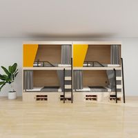 Lit superposé moderne en bois à double couche, robuste et durable, pour usage commercial et hôtelier