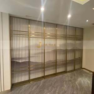 EX160 Custom Stainless Steel <b>Screen</b> Partition <b>Wall</b> for Hotels Restaurants Laser Cut Floor Ceiling Design for Lobby Living Room - Product Image 1