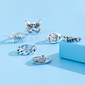 6 pièces/ensemble Punk <span class=keywords><strong>serpent</strong></span> torsion amour Antique argent anneaux pour hommes Goth <span class=keywords><strong>squelette</strong></span> anneaux ensemble Hip Hop Emo mode bijoux Anillos Hombre - Product Image 3