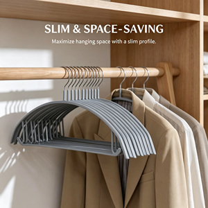 Minimalist Ultra-<b>thin</b> Anti-slip Plush Clothing Hanger Chrome Hook for <b>Wardrobe</b> Use Durable Single Tier Design Eco-Friendly - Product Image 4