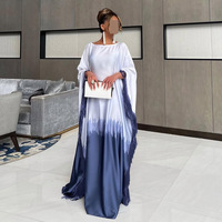 Robe longue abaya en satin ombré pour femme, manches chauve-souris, franges à pampilles, dégradé de couleurs, kaftan musulman, robe islamique modeste, plusieurs couleurs