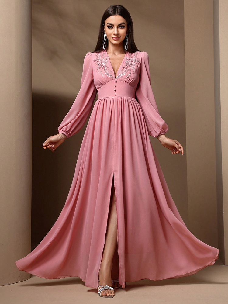 sachin and babi light blue dress Mya Sweetheart Long Sleeves Pleated Slit Maxi Chiffon Mother Of The Br