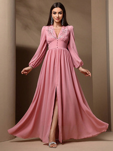 sachin and babi light blue dress Sara A-Line Chiffon Maxi Dress Pink | Wedding Guest Dress | A-Line