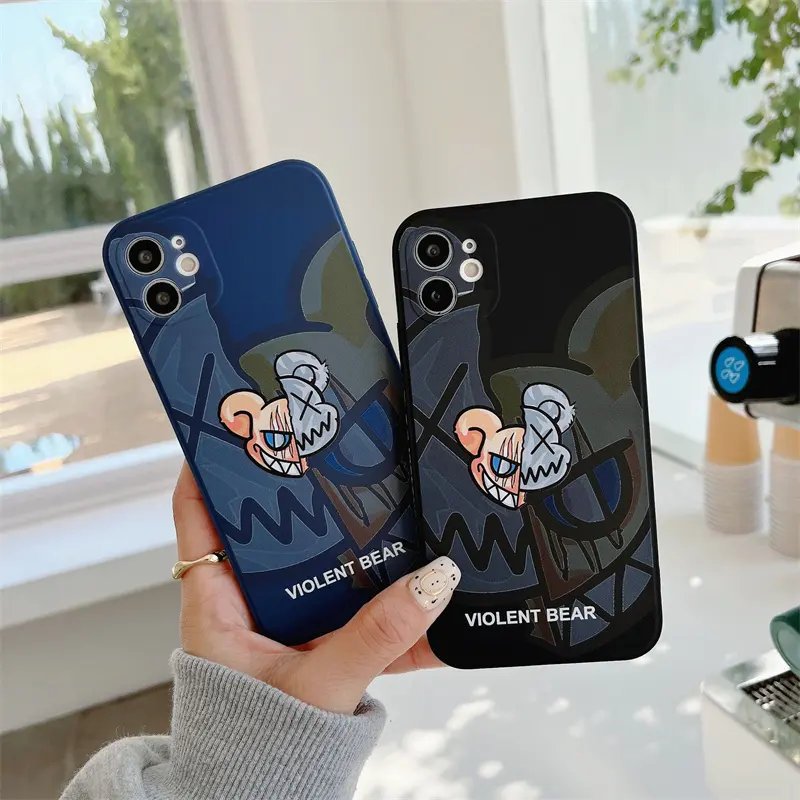 Cartoon Fashion Bear Cute Cover For iphone 6 7 8 XS XR 11 12 13 14 Plus MINI PRO Max Soft TPU Protect Fully Silicone i14 Case