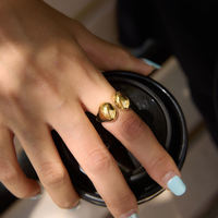 Bague ouverte en acier inoxydable argenté BinShuo, design bombé audacieux, étanche, minimaliste, bijou statement massif pour femme