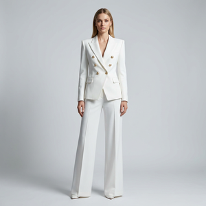 <span class=keywords><strong>Traje</strong></span> de Satén de Cintura Alta, Color Sólido, Pantalones de Manga Larga, <span class=keywords><strong>Elegante</strong></span> Atuendo Formal <span class=keywords><strong>para</strong></span> Oficina, con Botones, Transpirable, <span class=keywords><strong>para</strong></span> Viajes de Negocios, ODM - Product Image 1