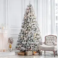 Adornos de árbol de Navidad de Metal preiluminado, 6 pies, luces LED con sensación de nieve flocada, 300 luces cálidas, Pinecones con bisagras, árboles artificiales