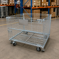 Cage de stockage en treillis métallique robuste en acier galvanisé, conteneur pliable, fabricant industriel, fournisseur en gros