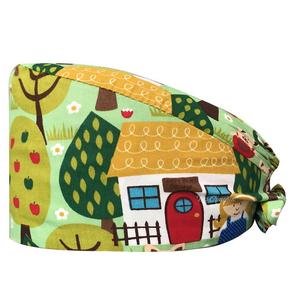 Gorro de trabajo con lazo en la espalda, gorros de fregado Dental con botón, bonito estampado, transpirable para Hospital, banda para el sudor Unisex - Product Image 1