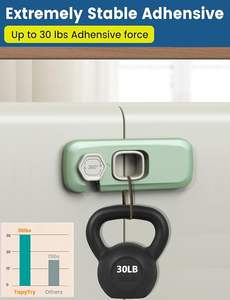 Verrou de sécurité pour réfrigérateur à l'épreuve des enfants, serrures de réfrigérateur avec adhésif 3M, serrures de sécurité pour armoires pour enfants - Product Image 3