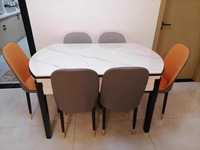 Table à manger en marbre au design moderne avec table rétractable Chaises de restaurant Tables Mobilier d'appartement pour usage familial