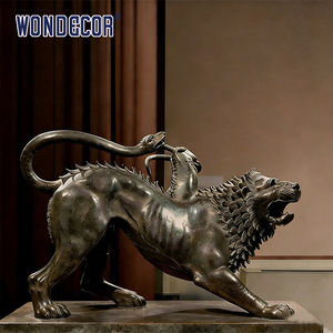 Décoration de jardin, sculpture classique grandeur nature Arezzo, Chimère en cuivre, <span class=keywords><strong>statue</strong></span> <span class=keywords><strong>étrusque</strong></span> - Product Image 1