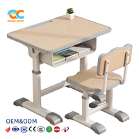 Fournisseur mondial : Ensemble bureau et chaise d'étude pour étudiant, hauteur réglable, plateau imitation bois, avec rangement, pour salle de classe, maison et école