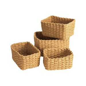 Set of 4 Stackable Vintage Willow <strong>Basket</strong> <strong>Storage</strong> Woven Wood Rattan <strong>Wicker</strong> Changing <strong>Unit</strong> Tray for Picnic Organiser - Product Image 1