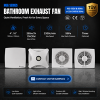 Extractor de Aire para Baño de 4/6 Pulgadas, Ultrafino, de Pared, con Ventilación, Eco-watt, 100-120V 220-240V, ABS, LED, Temporizador, OEM/ODM
