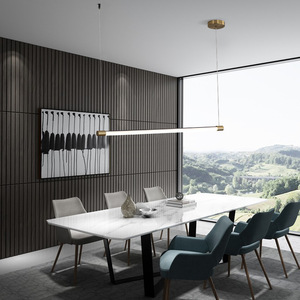 Minimalist Led Long Strip Pendant <b>Light</b> Gold 90W120 <b>Single</b> Head For Dining Room Bar Office Use - Product Image 2