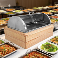 Chauffe-Plat Buffet en Acier Inoxydable Brossé, Réchaud de Luxe Alimenté par Pack de Glace pour Équipement de Restauration