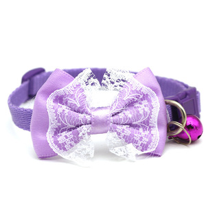 Kätzchen-Spitzenschleife mit Glocke Stoffhalsband für Hunde und Katzen Ganzjähriges Haustierzubehör Welpen-Halsband Lieferant - Product Image 3