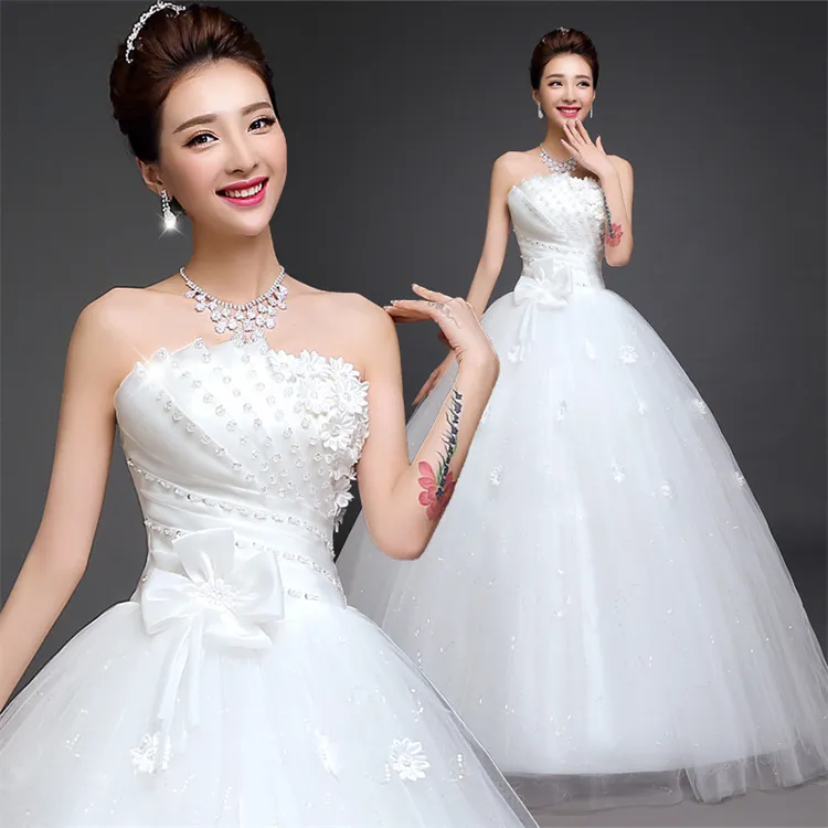 Super Fairy Bridal Gown Floor Length Long Train Sequin Beaded Embroidery Strapless Plus Size Wedding Dresses