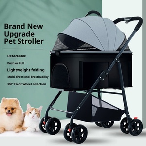 Poussette pour animaux de compagnie approuvée par les compagnies aériennes, confortable, légère, à 4 roues, pliable, réglable, imperméable, avec panier séparé pour chats et chiens - Product Image 2