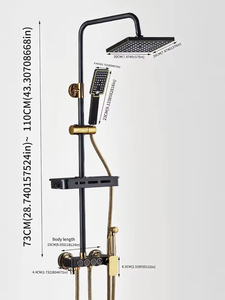 Ensemble <span class=keywords><strong>de</strong></span> <span class=keywords><strong>douche</strong></span> mural <span class=keywords><strong>de</strong></span> luxe OEM/ODM noir et or 4 fonctions avec système <span class=keywords><strong>de</strong></span> <span class=keywords><strong>douche</strong></span> pluie et mitigeur <span class=keywords><strong>thermostatique</strong></span> pour hôtel - Product Image 6