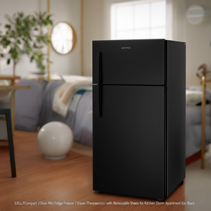 Mini Refrigerador y Congelador Compacto Anukis de 2 Puertas, 3.5 Pies Cúbicos, Sin Escarcha, con Estantes Extraíbles para Cocina, Dormitorio, Apartamento, Bar, Color Negro - Product Image 2