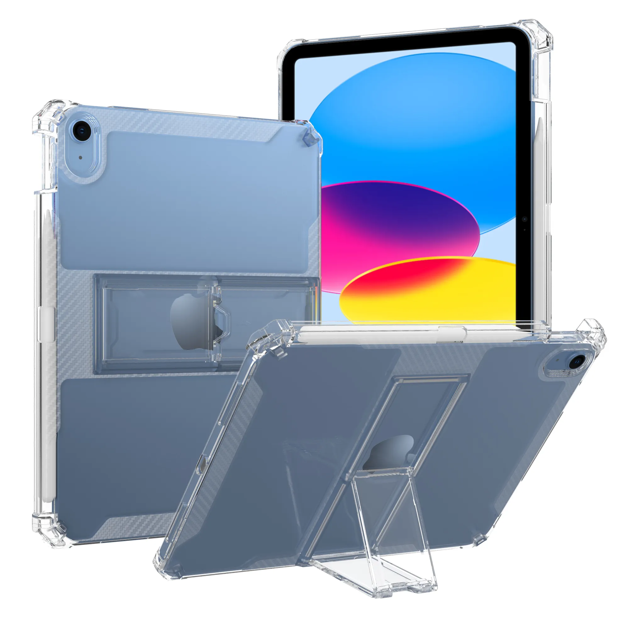 Shockproof Clear TPU Acrylic Kickstand Tablet Back Cover Case For IPad 10 10.9 inch 2022 with Pencil Holder