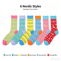Chaussettes en coton tendance pour Noël, hommes et femmes, imprimé Père Noël, chaussettes décontractées, design personnalisé ODM