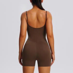 Individuelles Logo Damen Hochelastische Yoga-Trikots mit dünnen Trägern Fitness-Sportbekleidung Trainingskleidung Einteiliger Shapewear Yoga-Anzug - Product Image 6